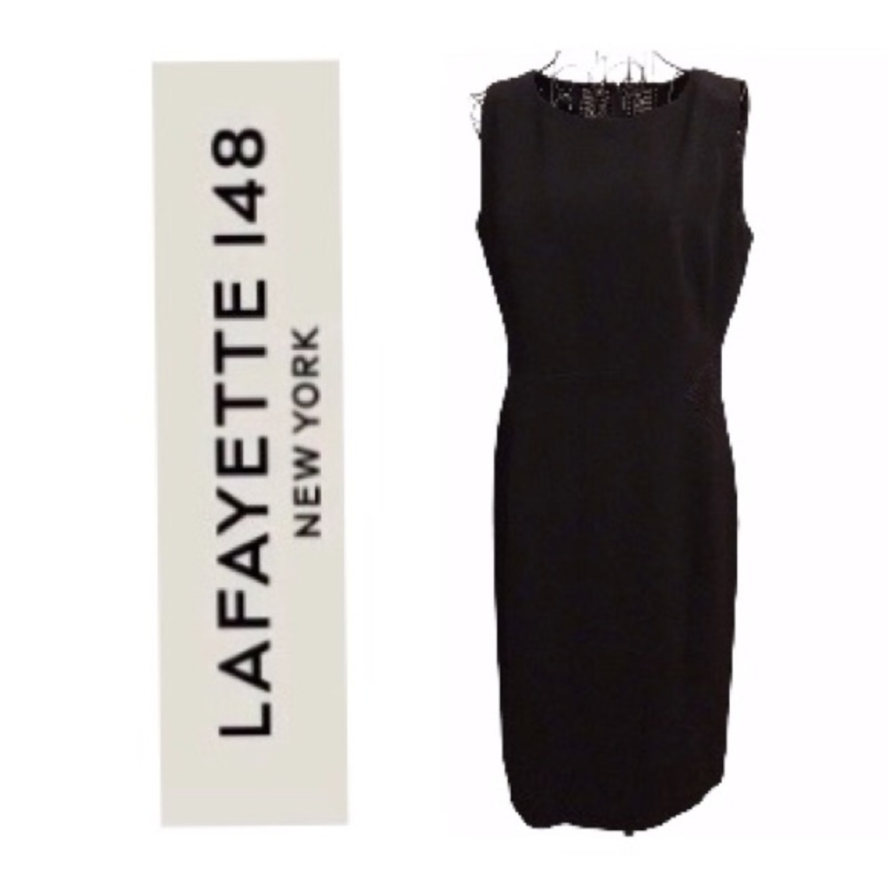 Lafayette 148 New York Faux Leather Inserts Sheath Dress